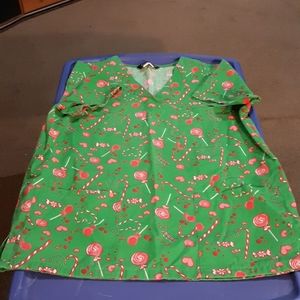 Christmas scrub top
